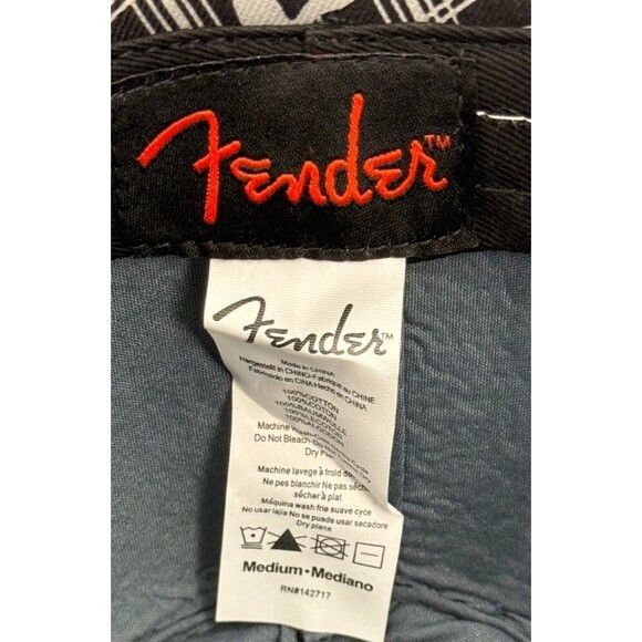 Fender Guitar Hat Fedora Black Gray Plaid Size Medium New Authentic - Picture 8 of 9